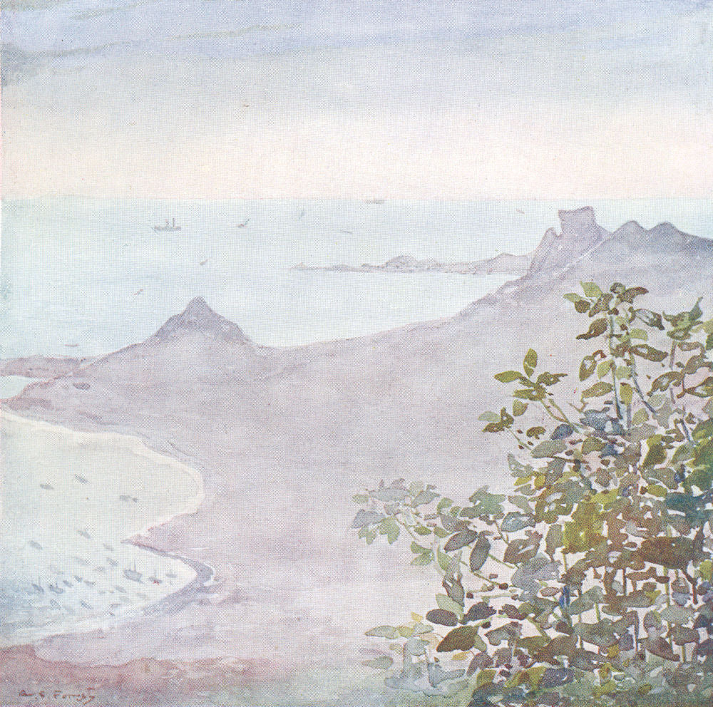 BRAZIL. The Atlantic from the Corcovado, Rio 1908 old antique print picture